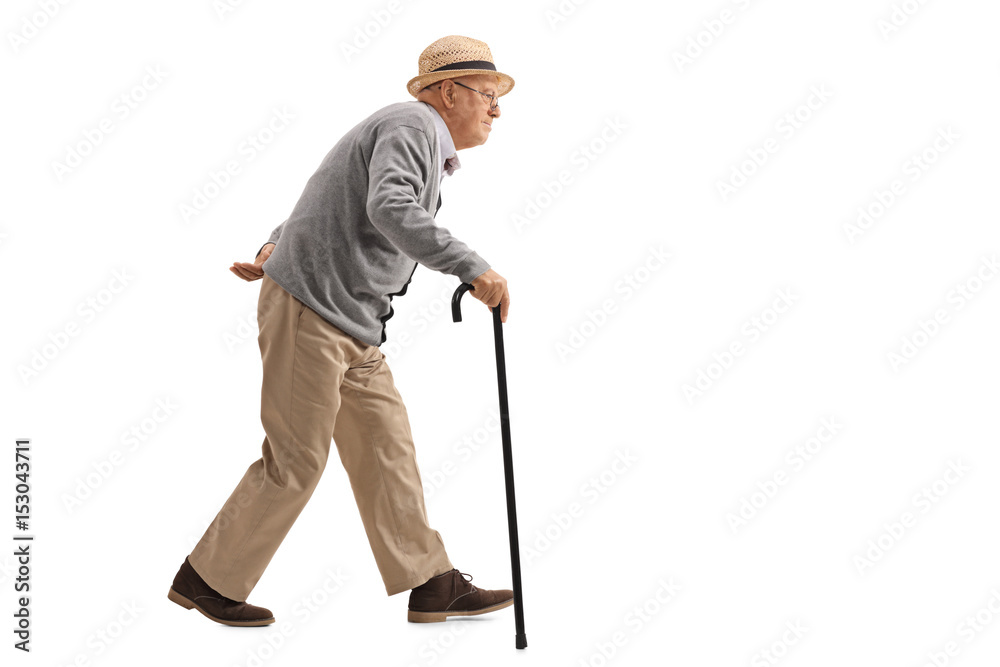 Senior walking with a cane Senior walking with a cane