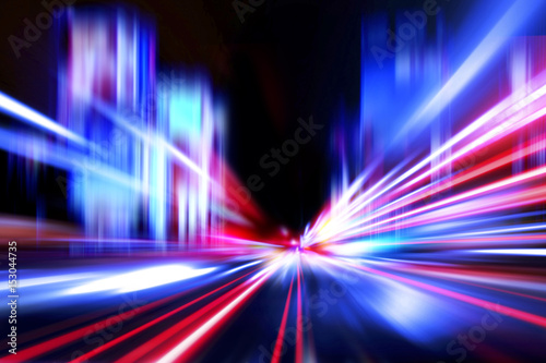 speed motion in abstract futuristic night city 