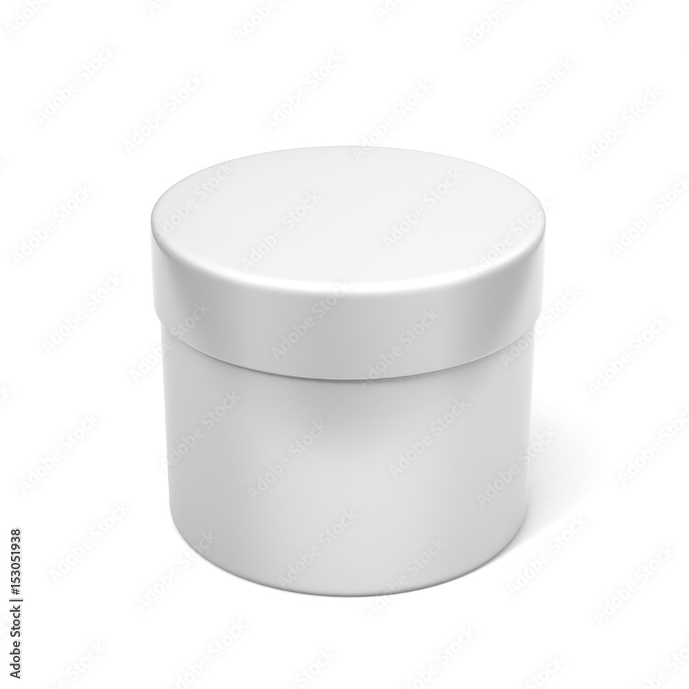 Blank White Product Package Round Container for mock up. 3D Illustration Blank White Product Package Round Container for mock up. 3D Illustration
