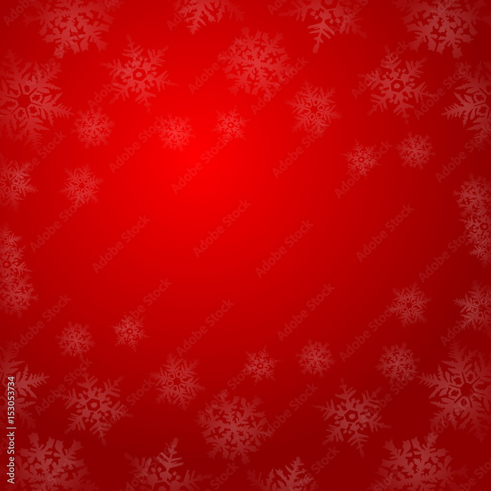 Winter snowflakes on red background vector illustration.