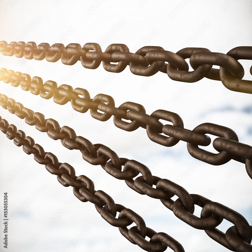 Fototapeta premium Composite image of closeup 3d image of rusty chains