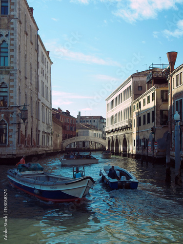 Venice rialto bridge and boats