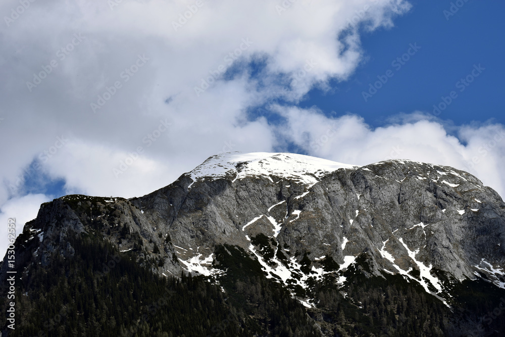 Snow-capped mountain on European Alps.