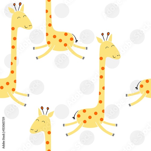 Vector drawn seamless geometric pattern with giraffe