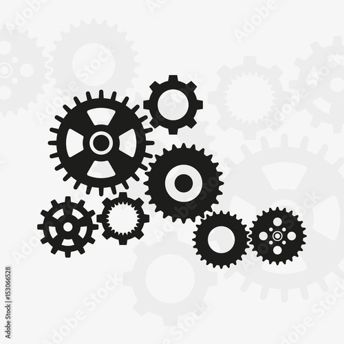 Set of machine gears vector icon.
