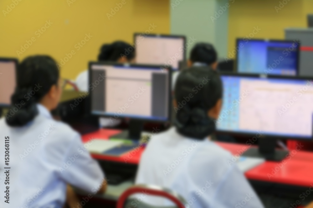 focus blur, the student with teacher learning business technology ...