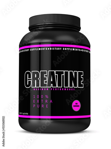 3d render of creatine bottle  over white