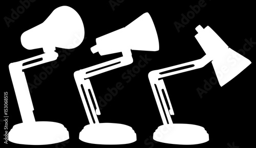 three electric lamp silhouettes isolated on black
