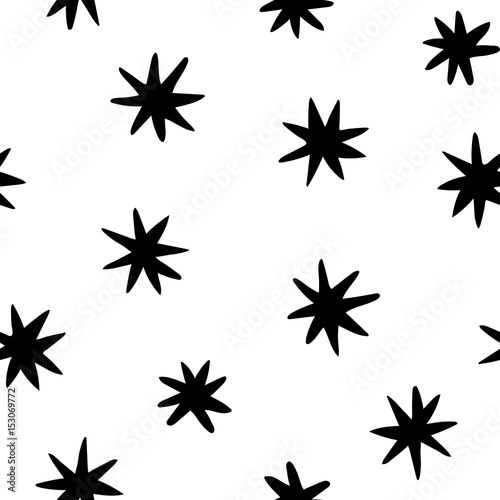 Black and white seamless pattern with stars. Abstract vector illustration