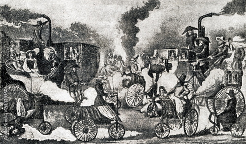Satire on first steam coaches (ca. 1830)
