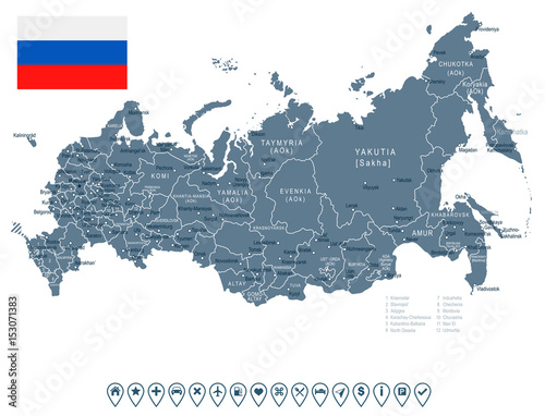 Russia - map and flag – illustration