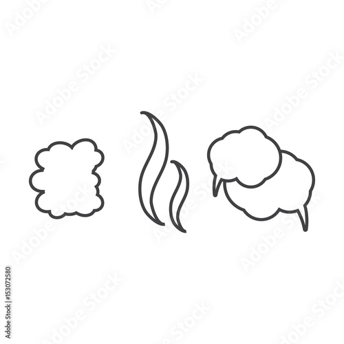 Steam, cloud and smoke vector icons set. Cloud abstract shape, flow smoke cloud