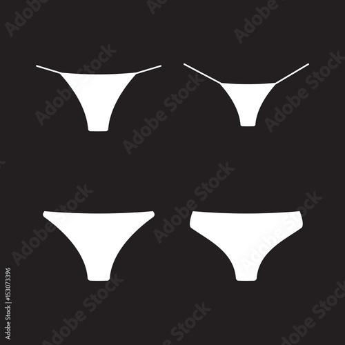 Female panties types icons. String and thong set