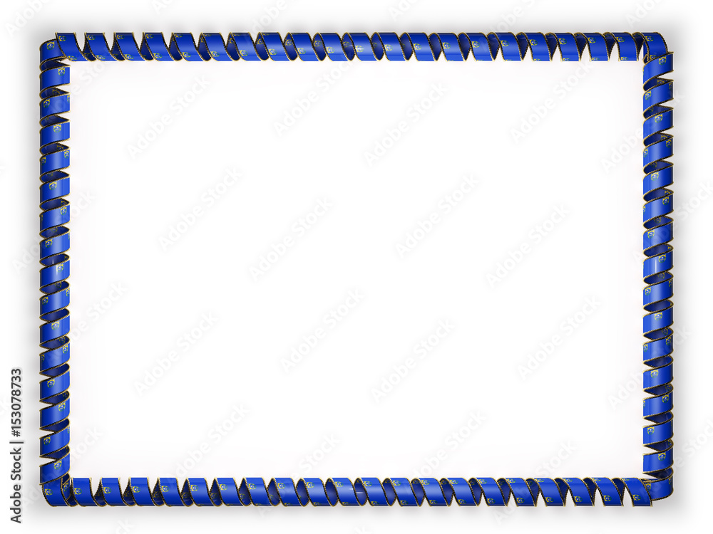 Frame and border of ribbon with the state Nevada flag, USA, edging from the golden rope. 3d illustration