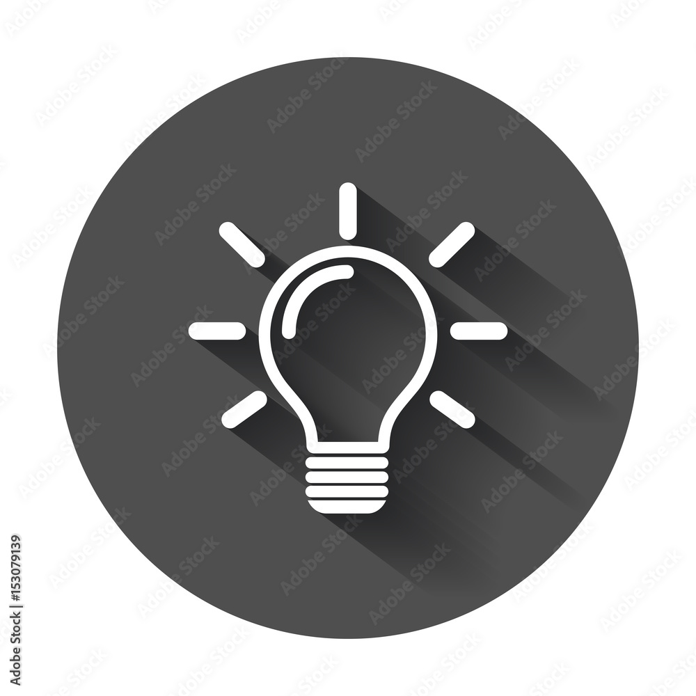 Light bulb icon. Idea flat vector illustration. Icons for design, website with long shadow. Light bulb icon. Idea flat vector illustration. Icons for design, website with long shadow.