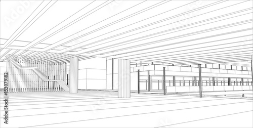 sketch design of interior hall,vector