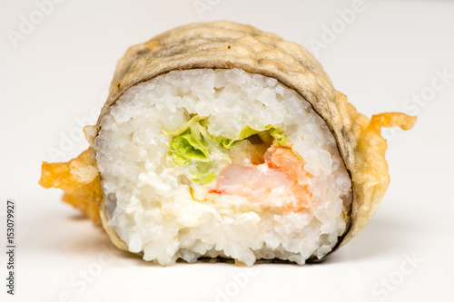beautiful sushi roll closeup isolated