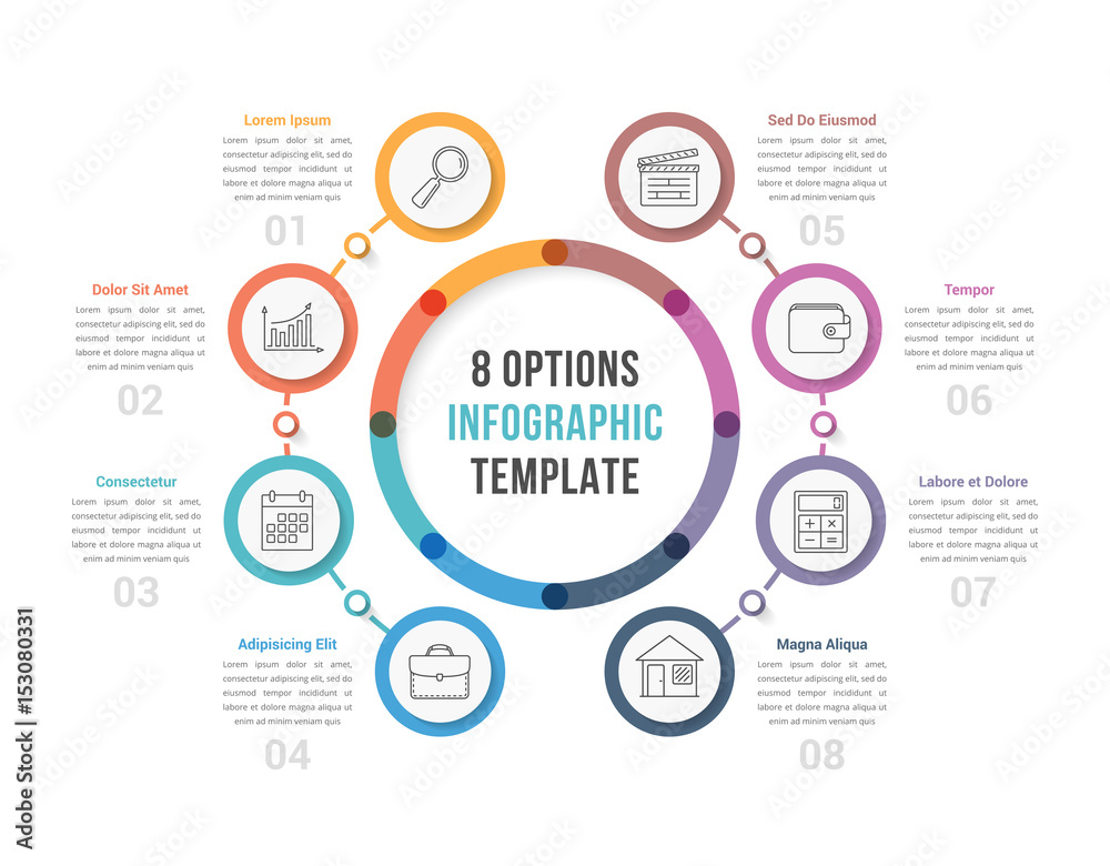Circle Infographic Template with Eight Options