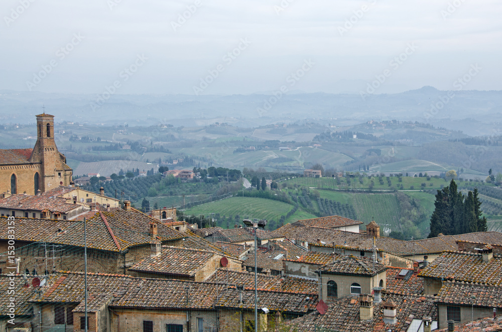Landscape of the Countryside Around San Gimignano, Italy