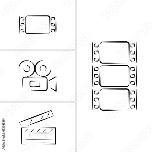 Set of short film outline vector icons.