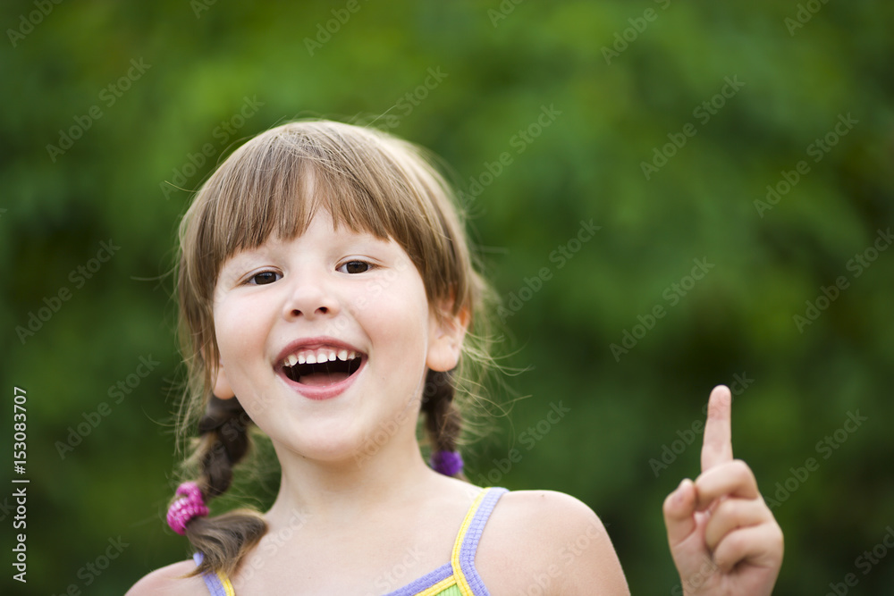 Girl pointing up Girl pointing up