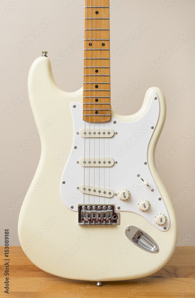 Fototapeta premium White Vintage Electric Guitar