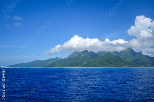 Moorea island and pacific ocean lagoon landscape