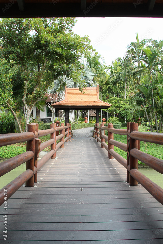 Walkway in the hotel resort. Walkway in the hotel resort.