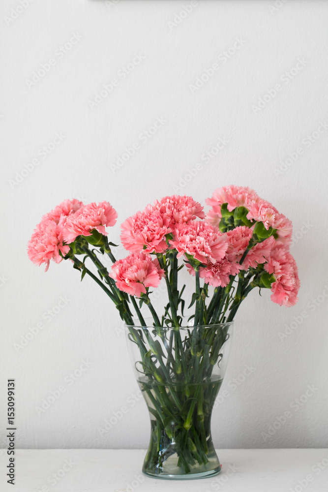 Bouquet of carnation in a glass Bouquet of carnation in a glass