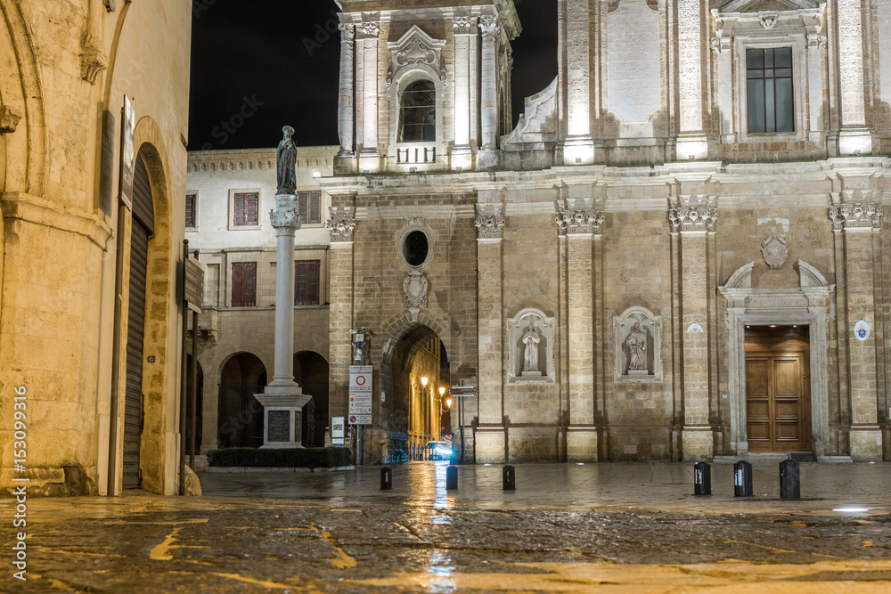 Cathedral in Brindisi by night, Italy