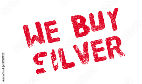 We Buy Silver rubber stamp. Grunge design with dust scratches. Effects can be easily removed for a clean, crisp look. Color is easily changed.
