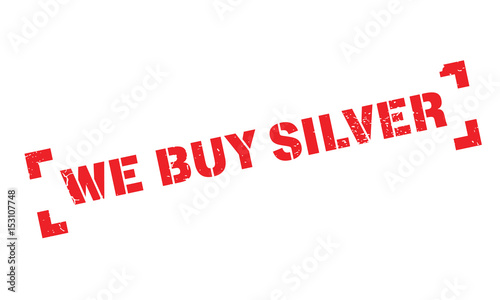 We Buy Silver rubber stamp. Grunge design with dust scratches. Effects can be easily removed for a clean, crisp look. Color is easily changed.