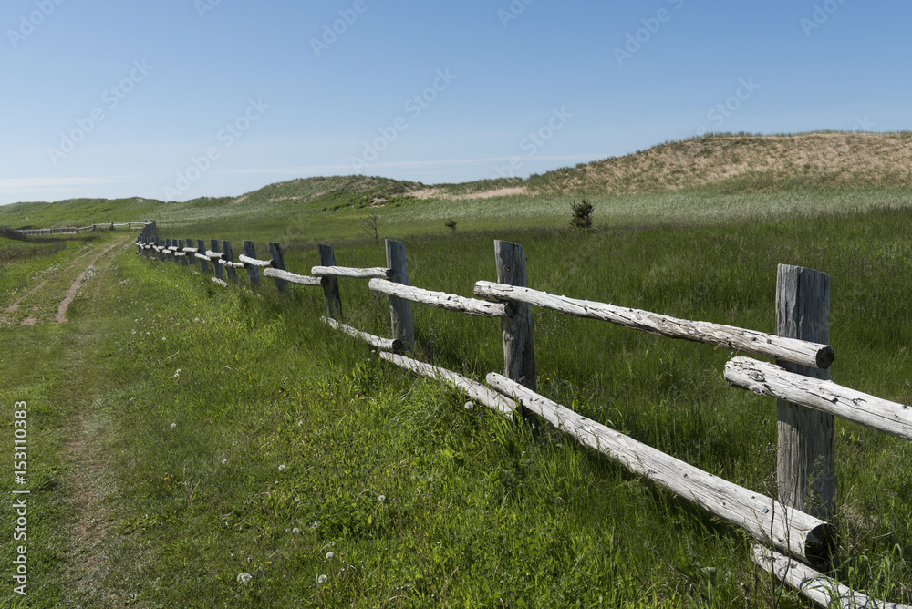 Log fence in a field, Prince Edward Island, Canada