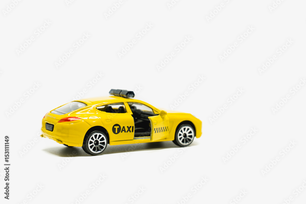 Yellow taxi isolated on white background