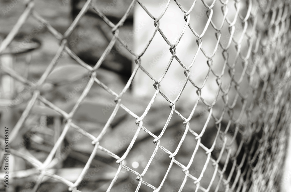 Fototapeta premium Perspective Fence in Black and White Style
