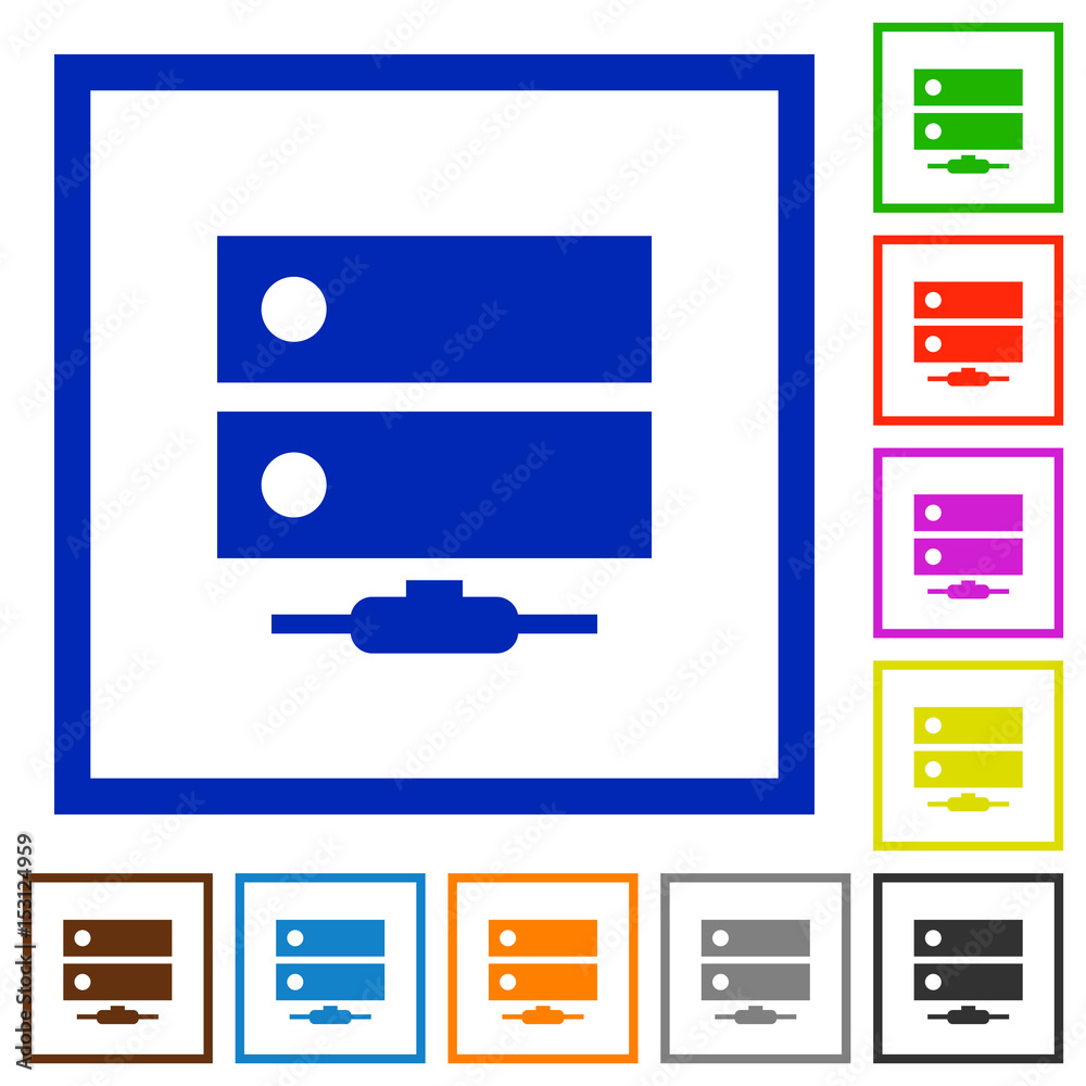 Network drive flat framed icons Network drive flat framed icons