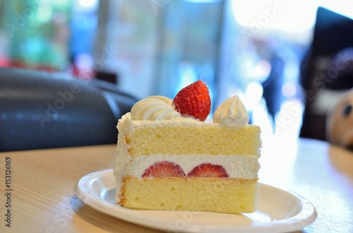 Strawberry Shortcake on the table in Cafe