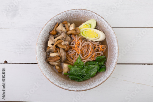 Soba buckwheat noodles soup