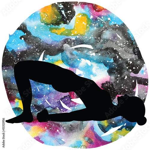 Women silhouette. Bridge Yoga Pose. Setu Bandha Sarvangasana