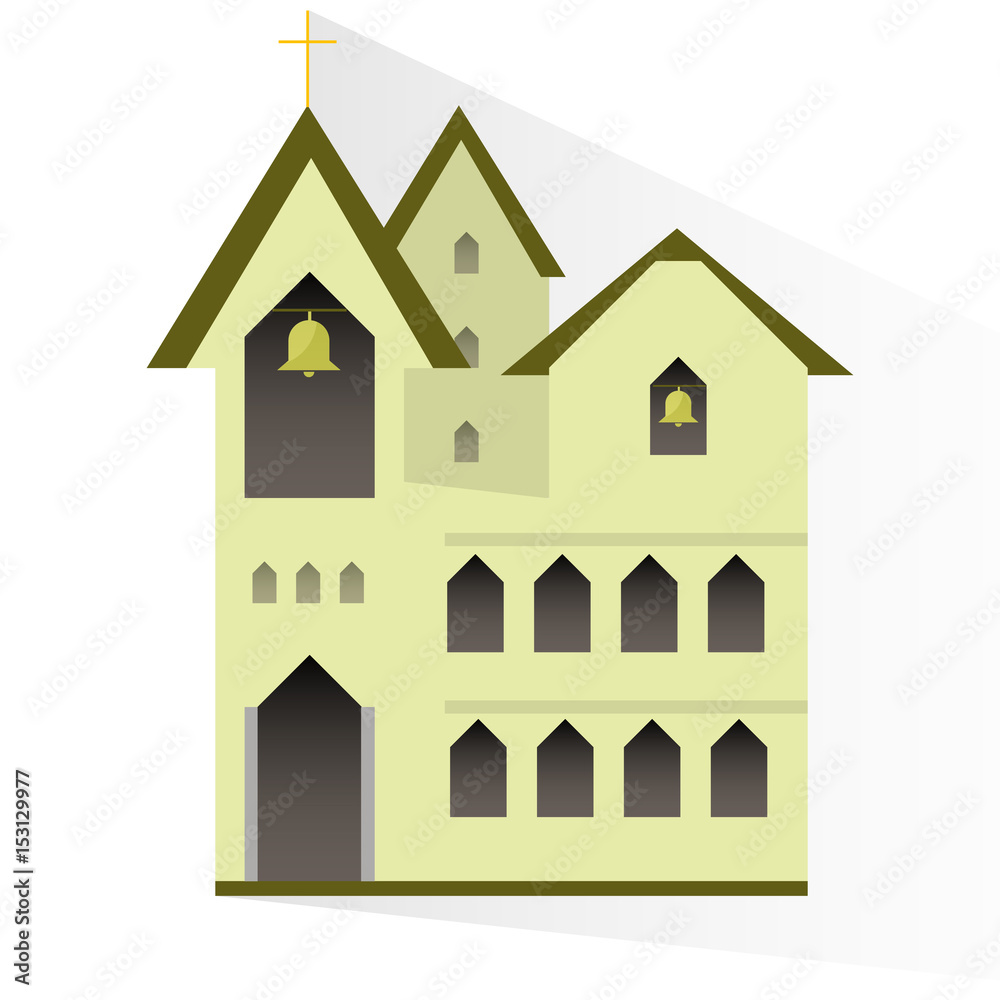 Church building in flat design. Isolated object on white background. Church building in flat design. Isolated object on white background.