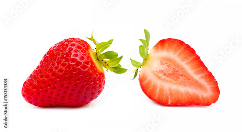 Fresh red strawberries isolated on a white background