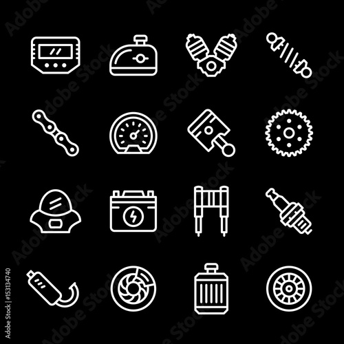 Set line icons of motorcycle parts