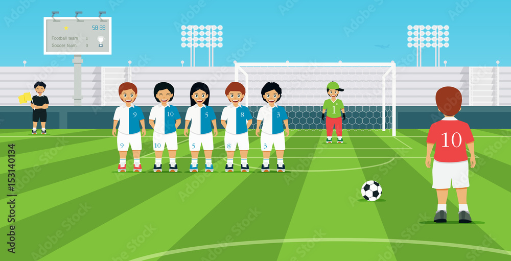 Ταπετσαρία Football free kick kicker with opposing player set up defensive wall