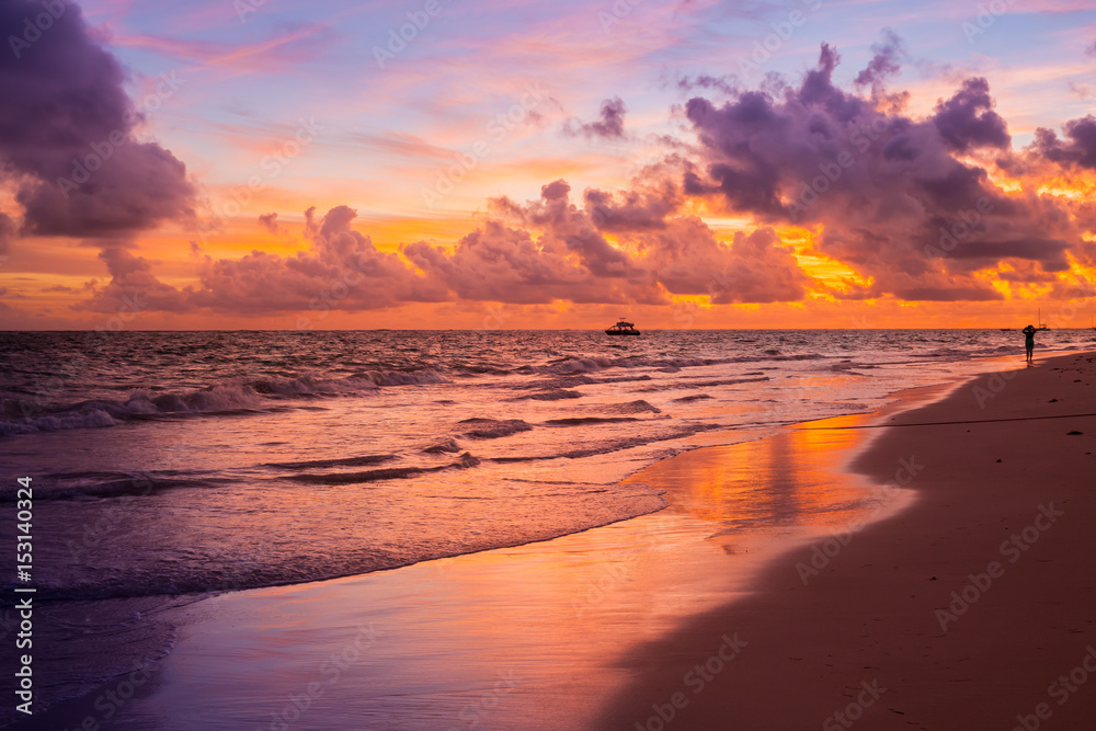 Colorful sunrise over Atlantic Ocean