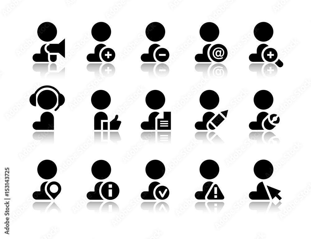 Vector icons of worker, office worker situation pictograms, supplies set Vector icons of worker, office worker situation pictograms, supplies set