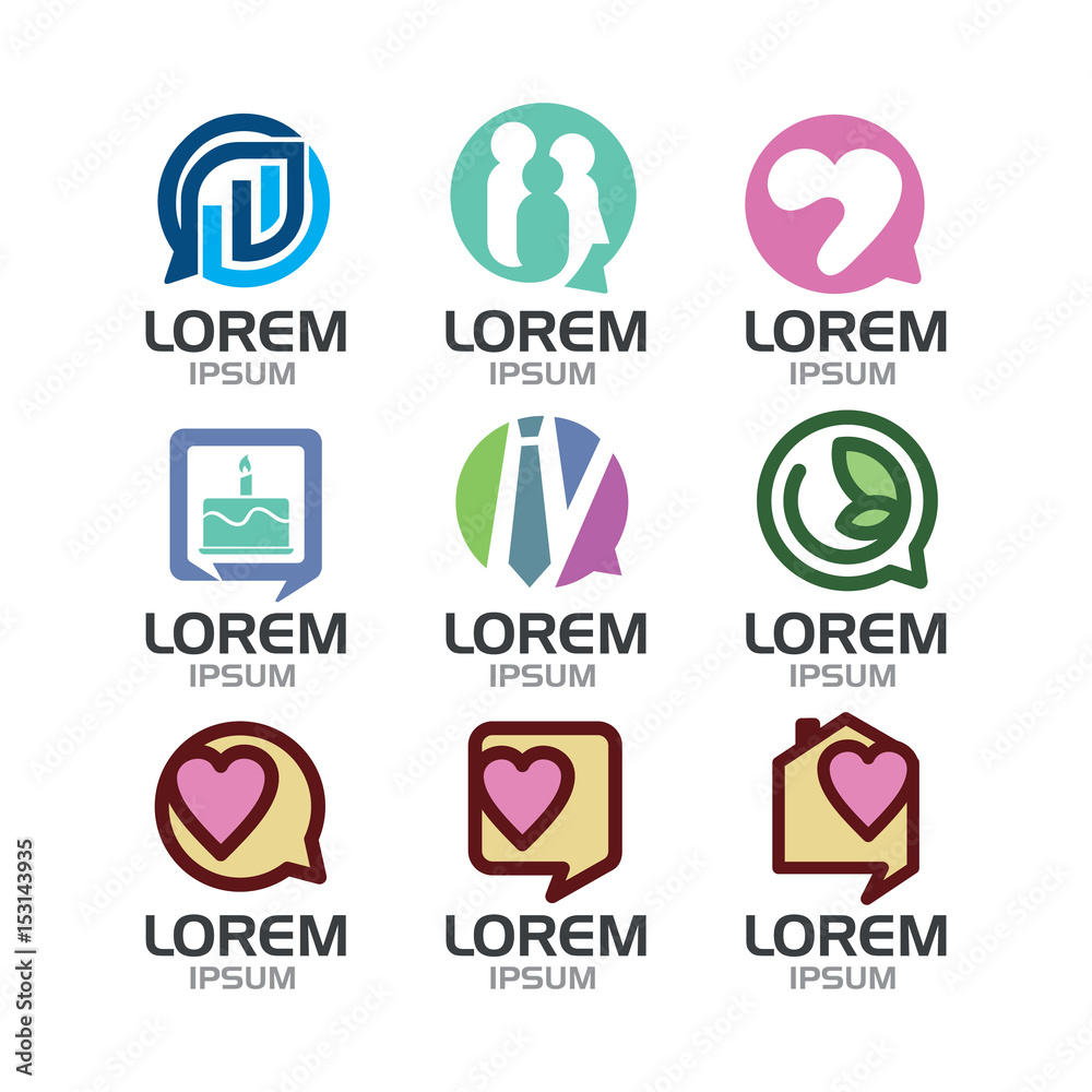 Bubble Chat Logo Set Bubble Chat Logo Set