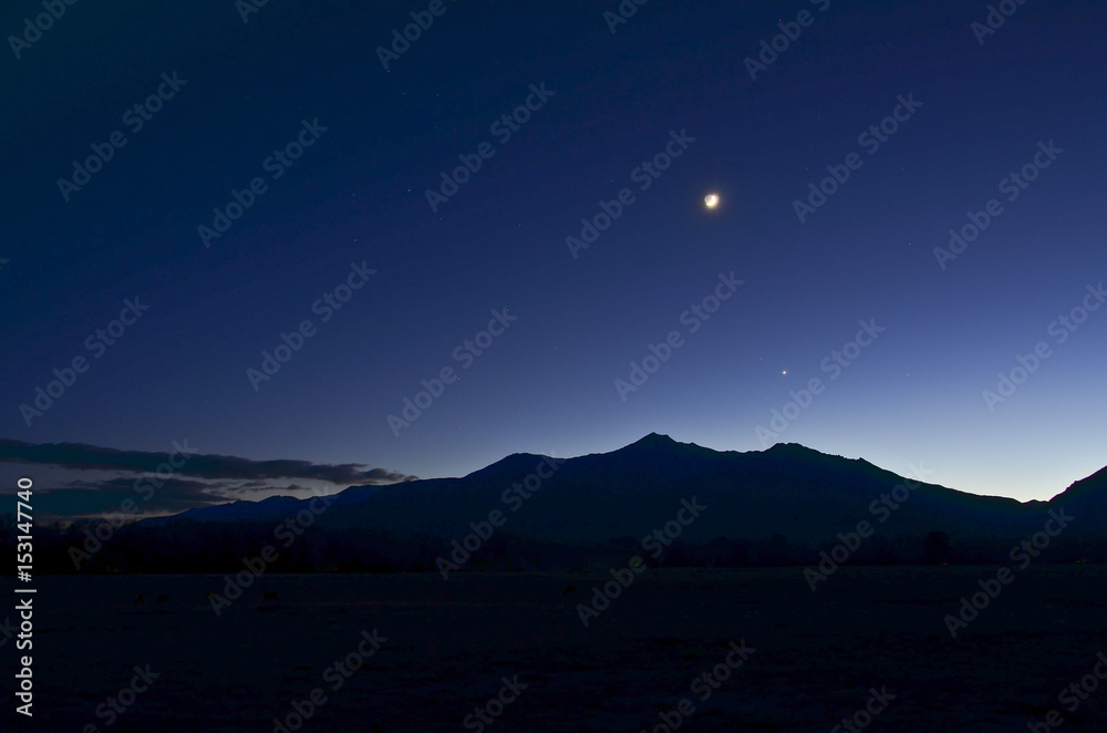 Moon and Stars Over Mount Princeton at Dusk Moon and Stars Over Mount Princeton at Dusk