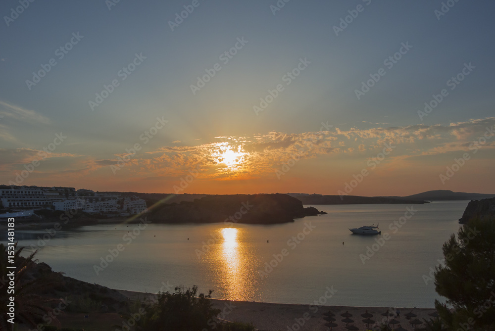 Fototapeta premium Summer sunset in Arenal d'en Castell, Menorca, Spain