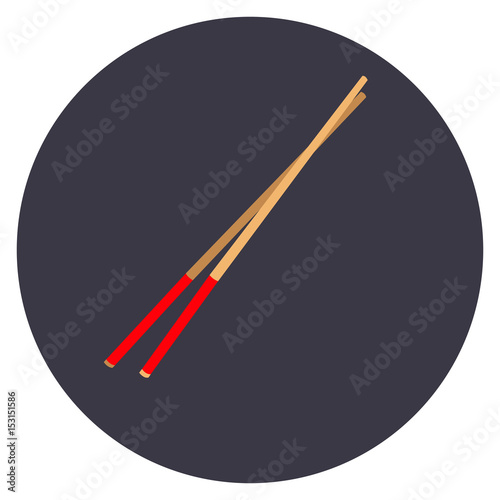 Isolated chopsticks on a colored button, Vector illustration