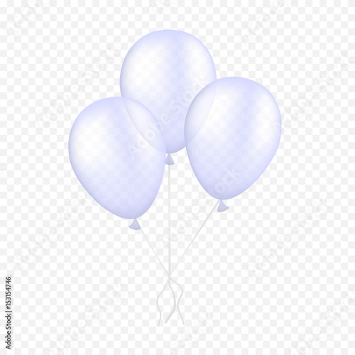 Vector white balloon on a transparent background. 3d realistic happy holidays flying air helium balloon.